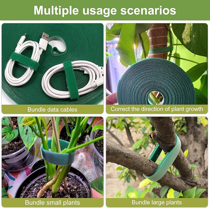 SumDirect Plant Tape 150 ft Plant Ties for Climbing Plants Garden Twist Ties Plants Adjustable Reusable Hook and Loop Tape for Plants, Flowers, Vines and Tree (150 ft x 1/2 in) SumDirect