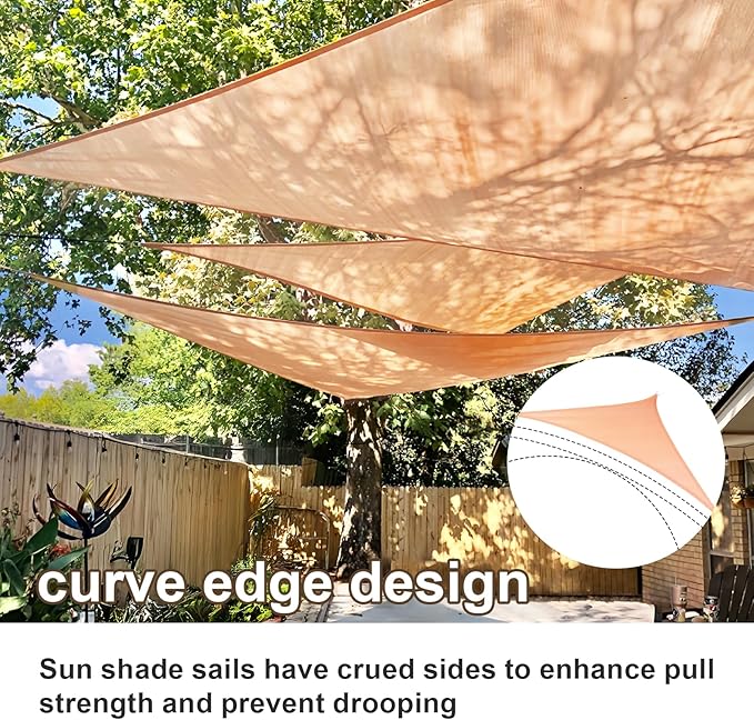 SUNLAX Sun Shade Sail 6' x 8' x 10' Peach Fuzz Rectangle Canopy Sail Shade Cover UV Block Permeable Sunshade Outdoor for Patio Backyard Deck Pergola (We Make Custom Size) SUNLAX