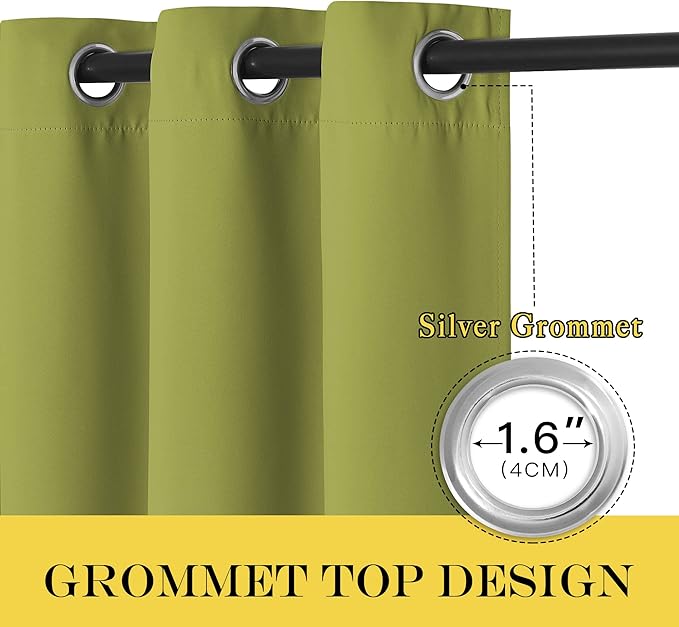 NICETOWN Blackout Doorway Curtain Drape 78 inch Long - Grommet Noise Reducing Thermal Insulated Solid Modern Window Treatments for Bedroom Closet (1 Panel, 52 x 78 Inch, Fresh Green) NICETOWN