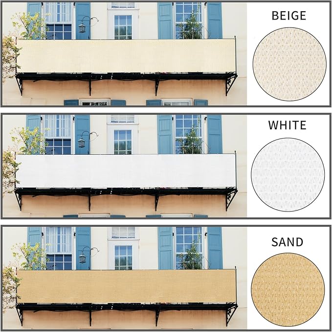LOVE STORY Balcony Privacy Screen, 2.5'x7' Deck Shield Screen Fence Cover,UV Protection and Weather-Resistant,3 FT Height for Deck, Patio, Backyard, Outdoor Pool, Porch, Railing, White LOVESTORY