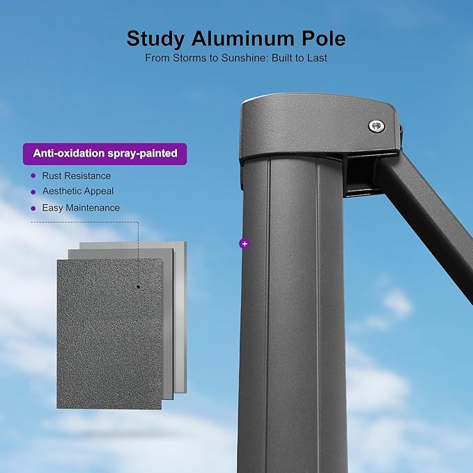 PURPLE LEAF Patio Umbrella 9' X 11.5' Rectangle Cantilever Umbrella Large Aluminum Outdoor Umbrellas with 360-degree Rotation & UPF40+ Premium Fabric for Deck Pool Garden Yard, Graphite Grey Rootora