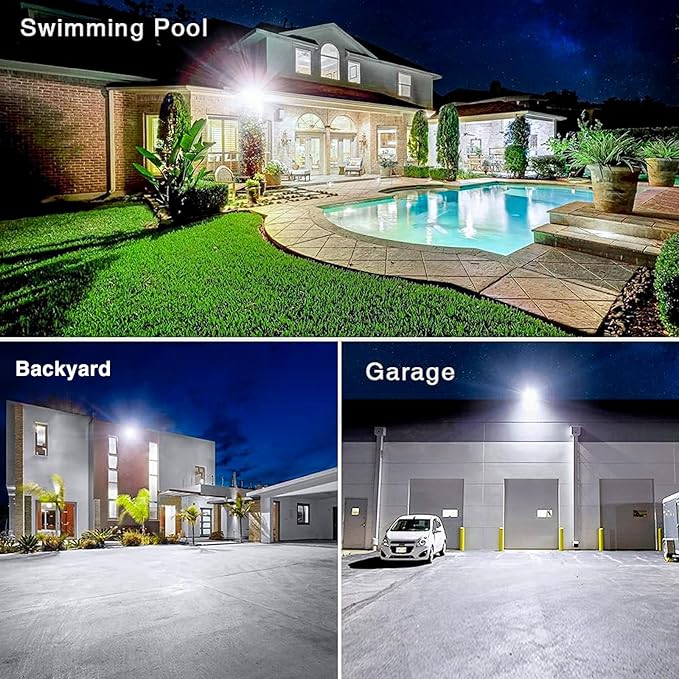 Onforu 120W Flood Lights Outdoor,12000lm White LED Work Light with Plug, 6500K Daylight White LED Flood Lighting, IP66 Waterproof Security Yard Lights for Yard Garage Stadium 2 Pack Onforu