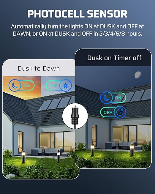 DEWENWILS 200W Low Voltage Landscape Transformer with Photocell Sensor & Timer, 120V AC to 12V/14V AC, Weatherproof Outdoor Landscape Lighting Transformer for Garden Lights, Spotlights, Steplights DEWENWILS