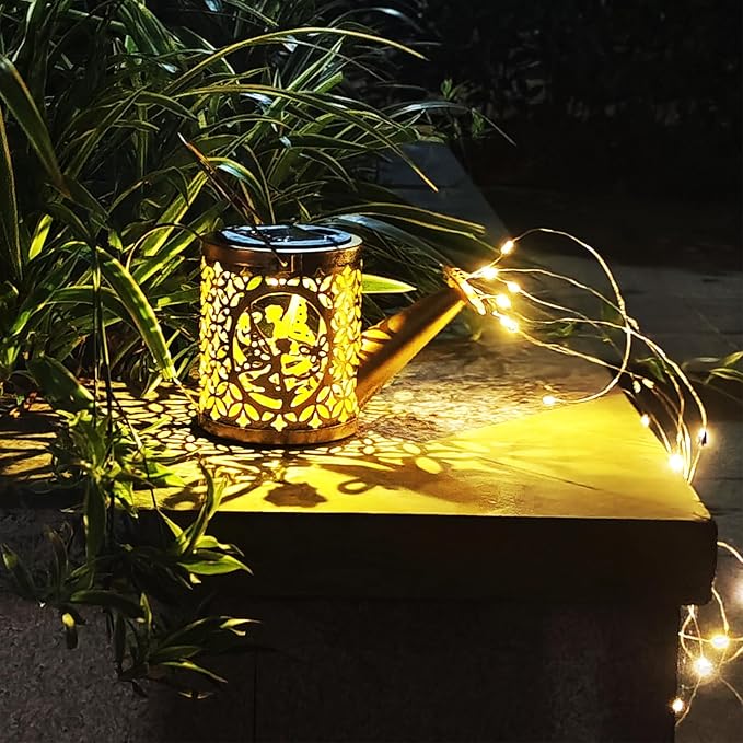 Solar Watering Can Lights, Outdoor Garden Decor,LED Waterproof String Light,Metal Vintage Fairy Tale Lamps Outside,Solar Lantern with Shepherd Hook for Lawn Yard Path (Fairy) Yevheniy