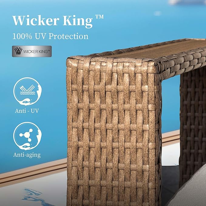 L Shaped Patio Furniture,Outdoor Rattan Wicker Sectional Sofa with 10''Ultra-Thick Cushions,All Weather Patio Conversation Set for Lawn Garden Backyard,Beige SUNSHINEVALLEY