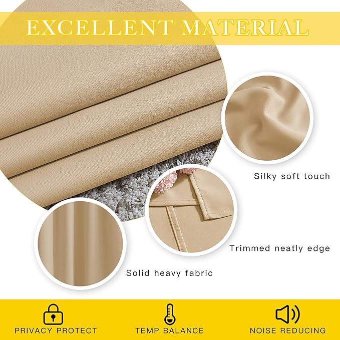 NICETOWN Sliding Door Curtain Panel Room Darkening Window Treatment, Blackout Patio Door Panel Privacy Thermal Insulated Drapes for Living Room (1 Panel, Biscotti Beige, W80 x L108) NICETOWN