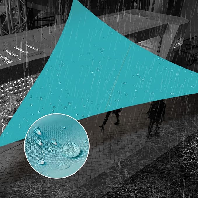 SUNNY GUARD Waterproof Sun Shade Sail 17'x17'x17' Turquoise Blue Triangle UV Block Sunshade for Backyard Yard Deck Patio Garden Outdoor Activities and Facility(Customized) SUNNYGUARD
