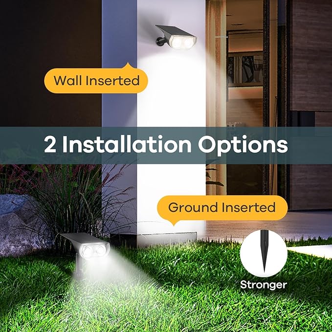 Linkind Solar Lights Outdoor Waterproof IP65, StarRay Dusk-to-Dawn Outdoor Solar Lights, 3 Lighting Modes Solar Spot Lights Outdoor for Garden, Yard, Landscape (Daylight, 4 Pack) Linkind