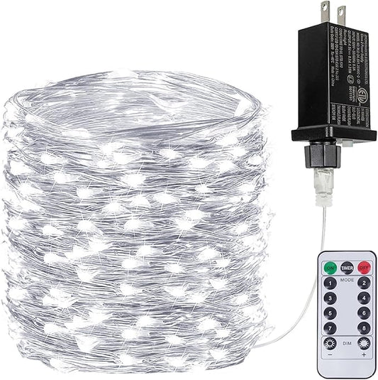 66Ft 200LED Fairy Lights Plug in with Remote, Waterproof String Lights Outdoor & Indoor 8 Modes with Timer, LED Twinkle Lights for Girl's Room Garden Patio Halloween Christmas Decorations (Cool White) BHCLIGHT