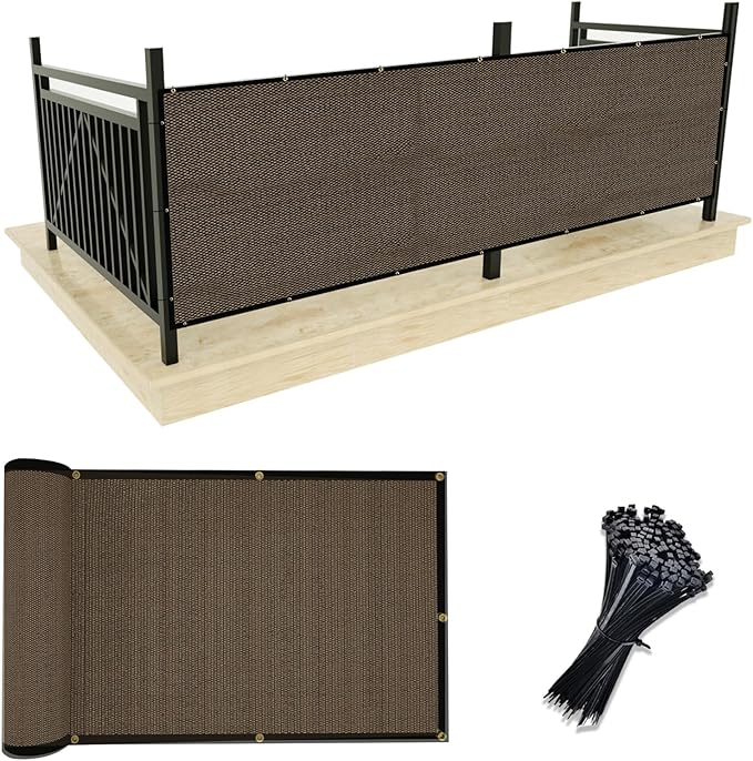 UPGRADE Privacy Screen 3' x 16' Fence Commercial Shade Cover with Brass Grommets Heavy Duty Perfect for Outdoor Back Yard, Brown, Customizable UPGRADE