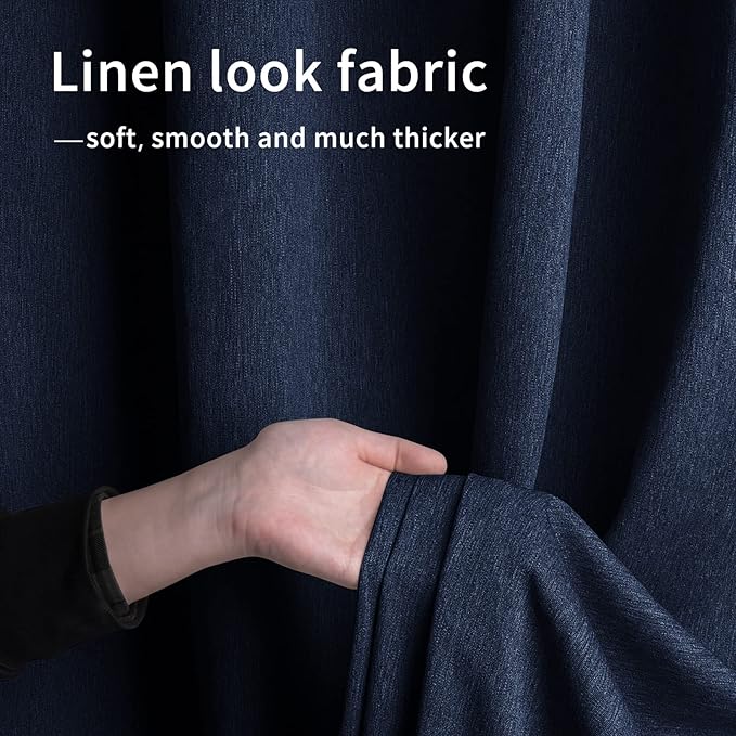 Easy-Going Linen Look Outdoor Curtains Waterproof Windproof Porch Curtains, Soft Thicken Outdoor Privacy Curtains for Patio, Gazebo, Grommet Top and Tab Bottom Drape, 1 Panel, 54x84 inch, Navy Easy-Going