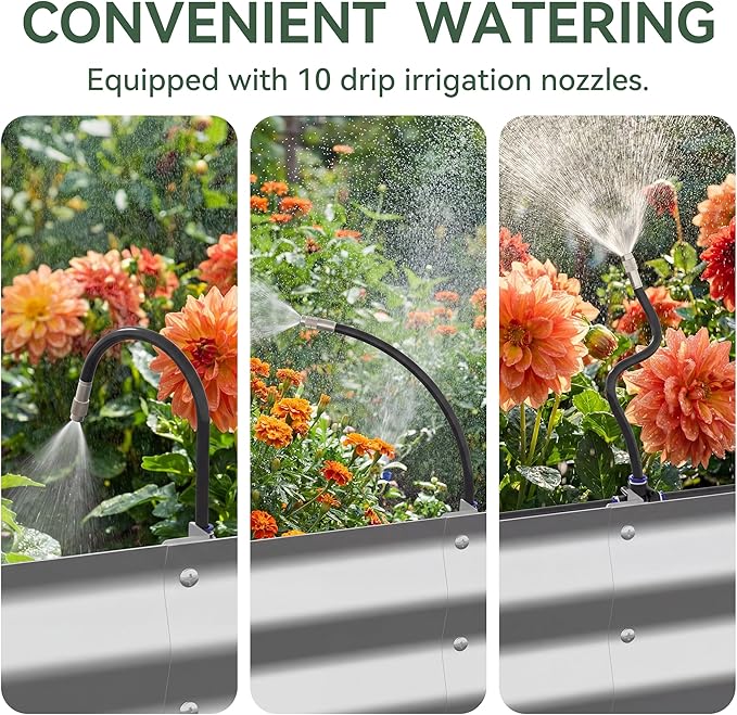 8x4x3 ft Tall Galvanized Raised Garden Bed with Self-Watering System, Elevated Planter Boxes Outdoor, Rectangular Deep Raised Beds for Gardening,Vegetables,Flowers, Backyard, Patio Lineware