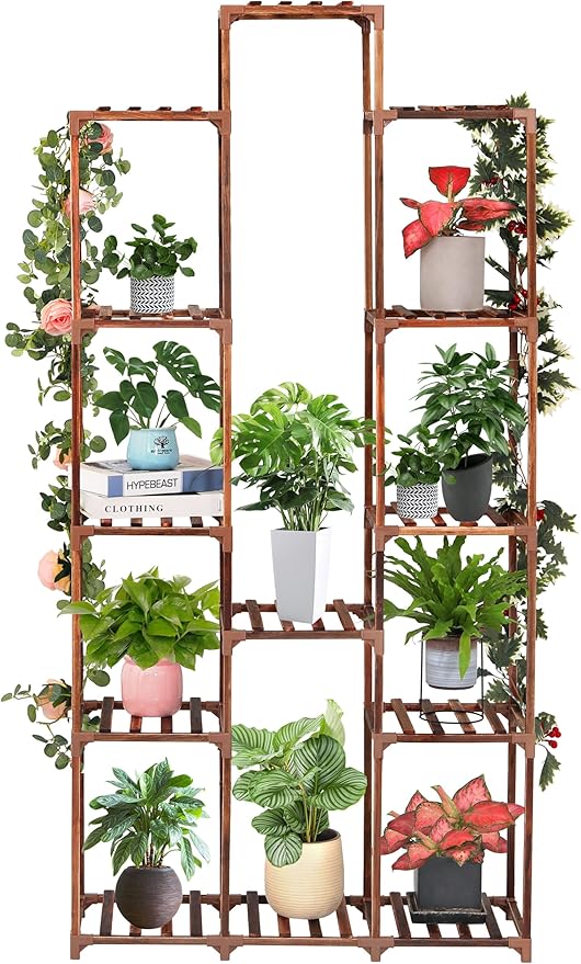 XXXFLOWER Plant Stand Indoor Outdoor 13 Tiers Wood Plant Shelf for Multiple Plants ，Large Plant Rack for Window Garden Balcony Patio Porch Living Room XXXFLOWER