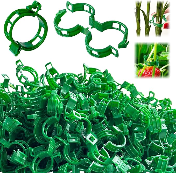 OJYUDD 400 Pcs Tomato Clips,Plastic Vine Clips,Plant Support Clips for Gardening,Climbing Plants,Tomato,Vegetables(Green) OJYUDD