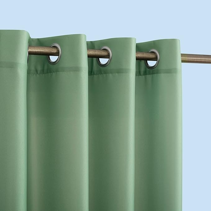 Sun Zero Marina Indoor/Outdoor UV Protectant Energy Efficient Grommet Curtain Panel, 54" x 84", Spa Green SunZero%E2%84%A2