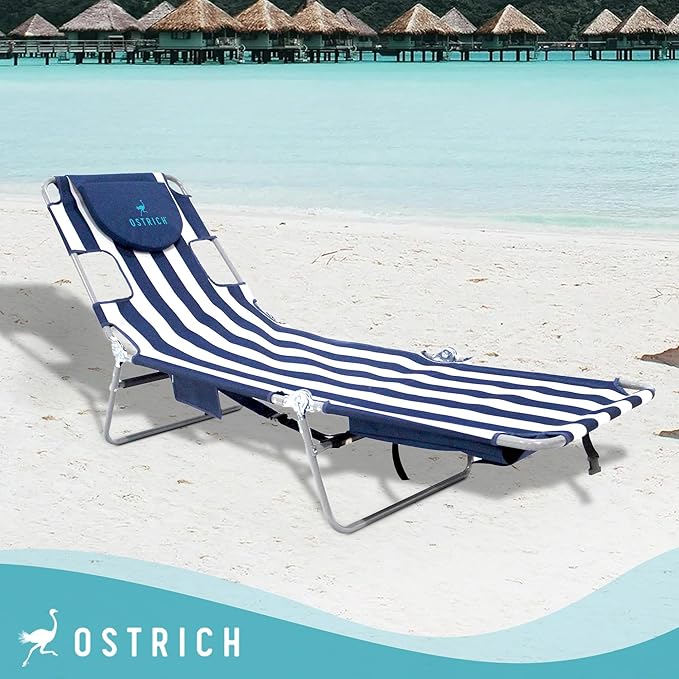 Ostrich Chaise Lounge Blue and White Striped OstrichProducts