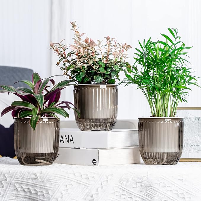 Josteve 4.5 Inch 2 Pcs Self Watering Hanging Planter Indoor Plant Pots Drainage Holes, Outdoor Small Hanging Planters Flower Pot Basket, Visible Water Level, Plant Hanger Home Decor, Gardening Josteve