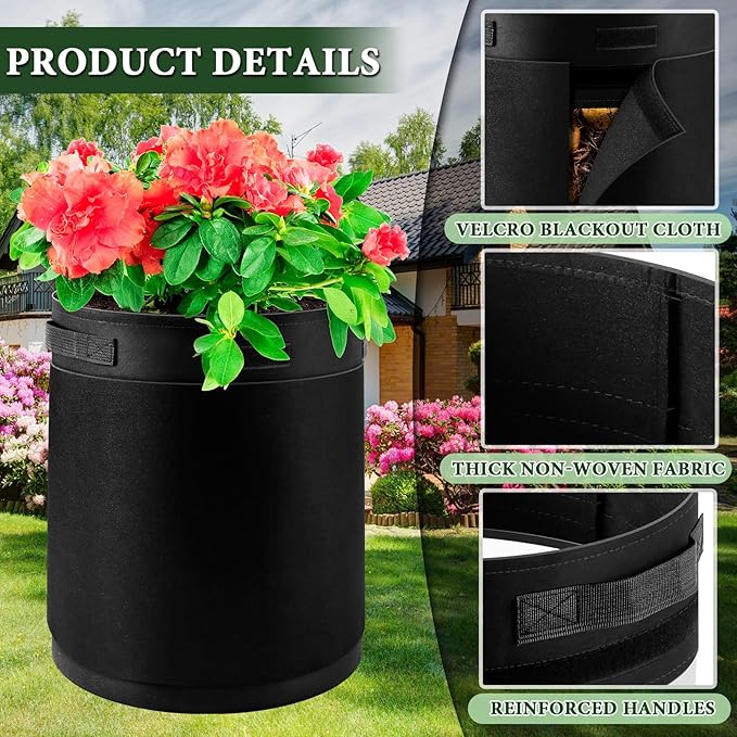 3 Pack 10 Gallon 360° Visibility Potato Grow Bags with Shading Flap, Plant Grow Bags for Growing Potatoes Heavy Duty Thickened Nonwoven Fabric Gardening Vegetable Growing Bags with Harvest Window WelcometoUJG%EF%BC%81