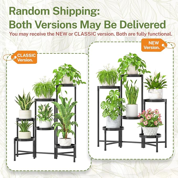 iDavosic.ly Plant Stand Indoor with Grow Light, 6 Tier Corner Metal Flower Display Holder Shelf, Easy Assembly Folding Tall Orchid Rack for Patio Balcony Porch Garden Living Room House, Black iDavosicly