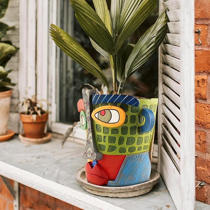 Abstract Face Planters Pots Head,Unique Head Planter for Indoor Plants,Funny Face Flower Pot,Colorful Plant Pots for Outdoor Garden Decor and Home Art Decoration(Modern) Midogaigai