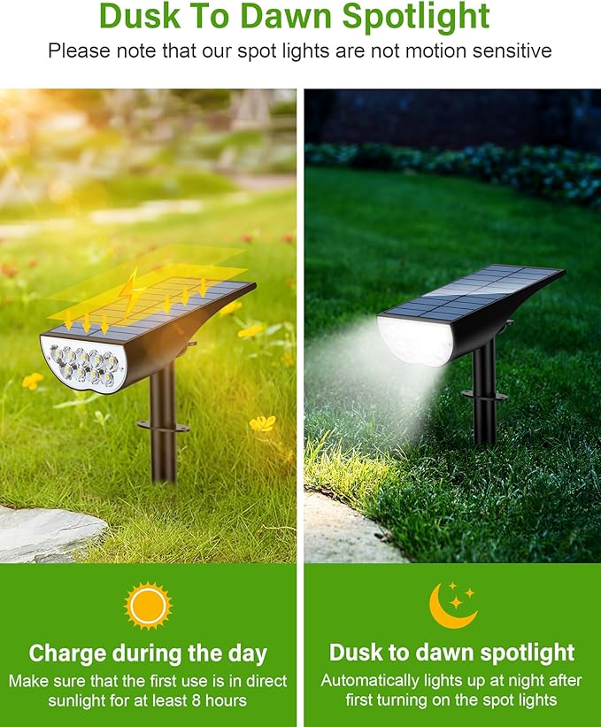 Solar Spot Lights Outdoor, Solar Lights Outdoor Waterproof IP65, 3 Brightness Modes Dusk to Dawn Landscape Spotlights for Yard Garden Pathway Tree Decoration, Cool White, 4 Pack ZookkiDirect