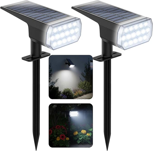 Solar Lights Outdoor Waterproof, 3 Lighting Modes Solar Spot Lights Outdoor, LED Solar Spotlights, Ultra Bright Dusk-to-Dawn Uplights for Garden, Landscape, Yard, Pathway, IP65, Auto On/Off Chasikeo