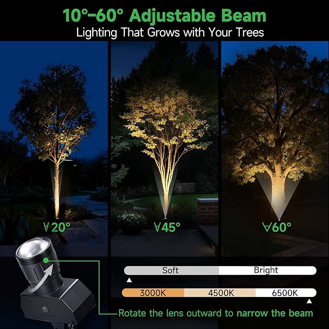 All Night Solar Spot Lights 2500mAh, Adjustable Angle Landscape Lights Waterproof, Separate Panel LED Uplight Dusk to Dawn, 5 Lighting Modes for Plant Flag Sign Bush 6 Pack Varmtalys