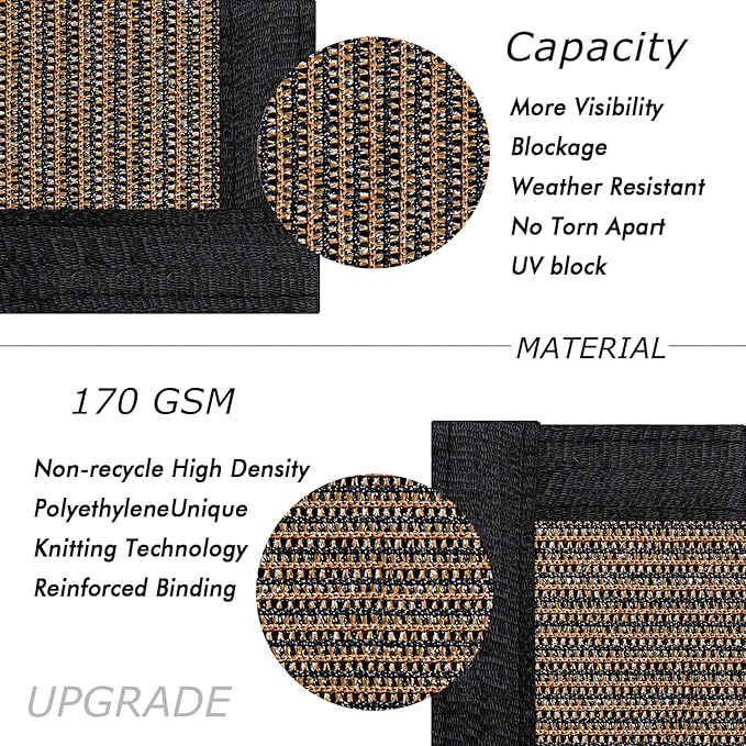 UPGRADE Privacy Fence Screen 3'x39' Brown Outdoor 90% Visibility Blockage 170 GSM Mesh Shade Cover Panels for Backyard,Balcony,Home Decoration with Zip Ties,Customized Avaliable UPGRADE