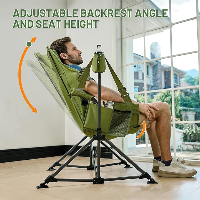 TIMBER RIDGE Hammock Camping Chair, Oversized Swinging Hammock Chair with Adjustable Back and Seat for Outdoor Lawn, Sports, Supports 400lbs, Green TIMBERRIDGE