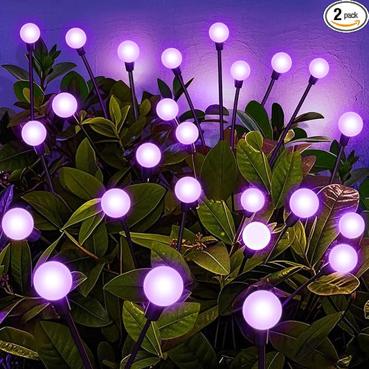Solar Garden Lights Outdoor, 4 Pack Firefly Swaying Lights Purple, Waterproof 4 Pack 24 Heads Garden Decor for Yard Patio Pathway Lawn, Gardening Gifts for Women Christmas Decoration ZFNN