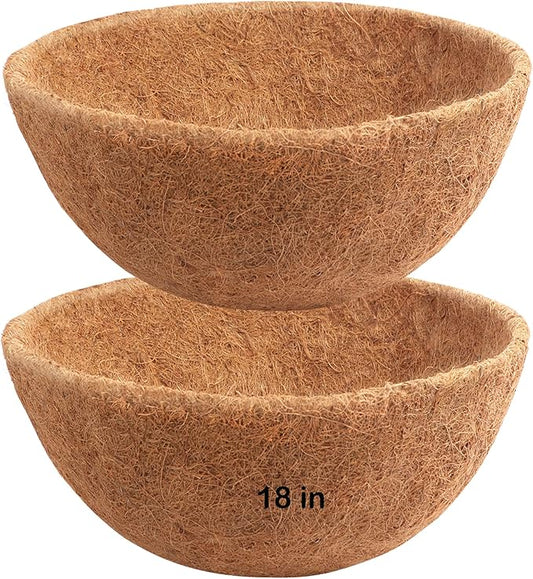 Y&M 2pcs 18“ Round Coconut Fiber Liner, 18'' Coco Liner Pre-Formed Replacement for Wall Hanging Planter Basket YM