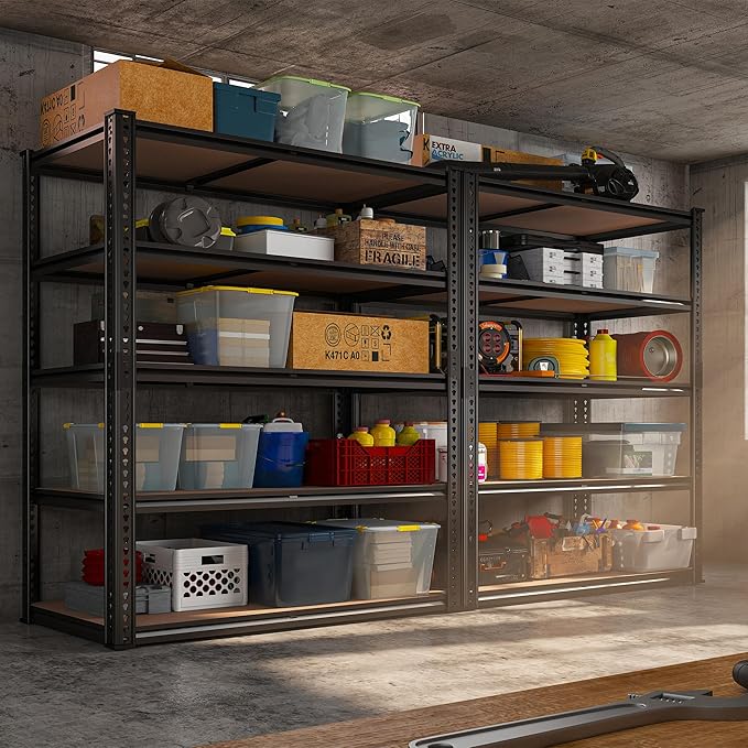 REIBII 40" W Garage Shelving 2500LBS Storage Shelves 72" H Metal Shelving 5 Tier Metal Shelves Adjustable Pantry Shelf for Garage Closet Kitchen Basement 40" W x 19.7''D x 72''H REIBII