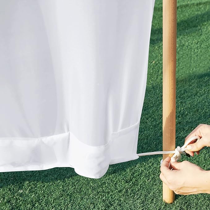 NICETOWN Outdoor Sheer White Weighted Curtains Rod Pocket Back Tab 120 inch Length 2 Panels Set W54, Light Filtering Grommet Mosquito Netting Curtains for Patio/Cabana/Pergola/Porch NICETOWN
