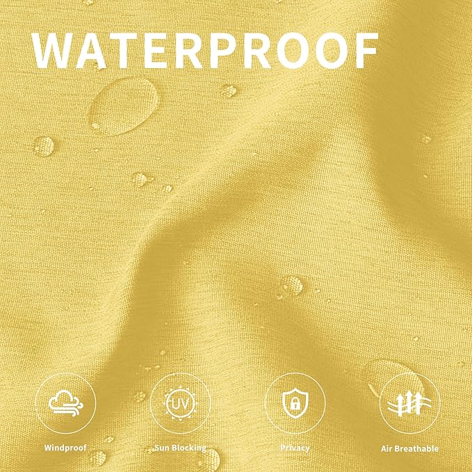 Easy-Going Linen Look Outdoor Curtains Waterproof Windproof Porch Curtains, Soft Thicken Outdoor Privacy Curtains for Patio, Gazebo, Grommet Top and Tab Bottom Drape, 1 Panel, 54x96 inch, Yellow Easy-Going