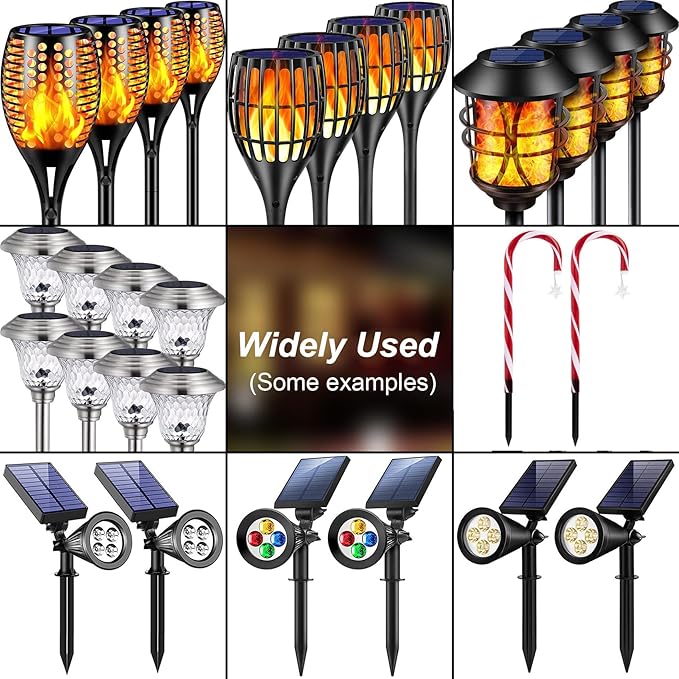 Metal Stakes Solar Lights Replacement Spike - Outdoor Ground Stake for Backyard Garden Lights Landscape Yard Pathway Patio Lamps Pole (Metal-12 Pack)- 0.78x5.36 inches Pluxen