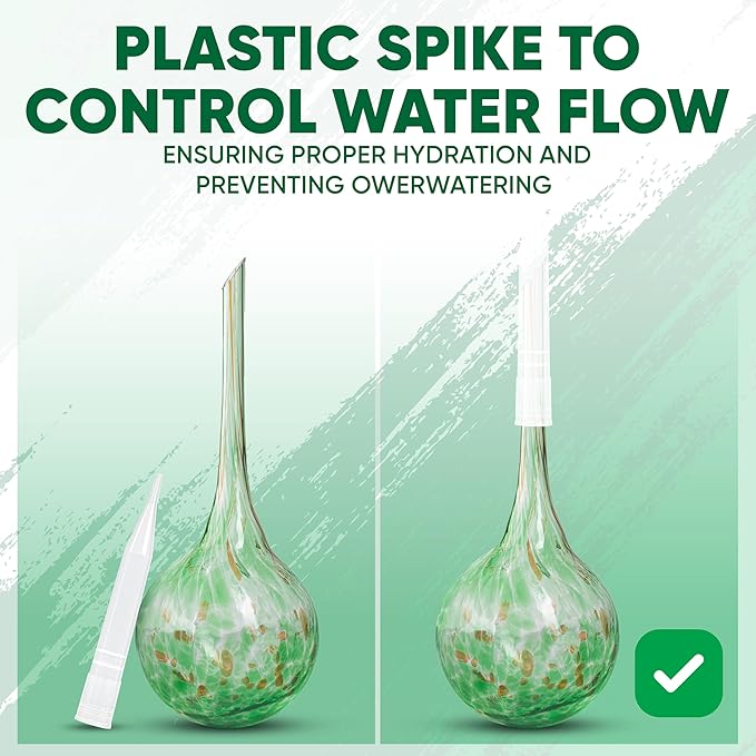 Plant Watering Globes Set of 2 - Small Self Watering Globes for Indoor & Outdoor Plants - Multicolored, Automatic, Glass Watering Bulbs for Daily Use, Plant Watering Devices MissionGallery