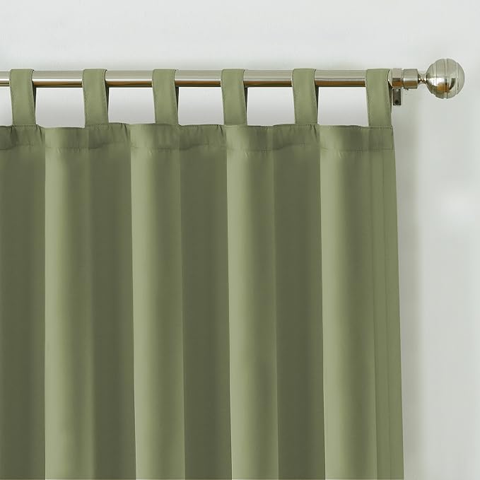 Elrene Home Fashions Matine Weatherproof Tab-Top Indoor/Outdoor Solid Color Curtain Panel for Porch, Pergola, Patio, Deck, 52”W x 95”L, Green (Pack of 3) ElreneHomeFashions