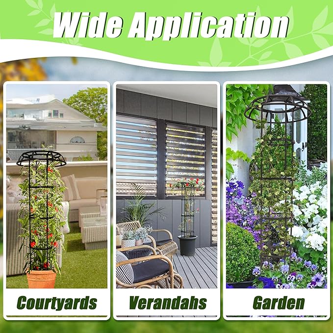 Garden Trellis for Climbing Plants Outdoor, 53 Inch Mushroom Top Trellis for Climbing Plants, Metal Plant Flower Trellises for Vine Grape Vegetable Cucumber Tomato Trellis, 1 Pack Rootora