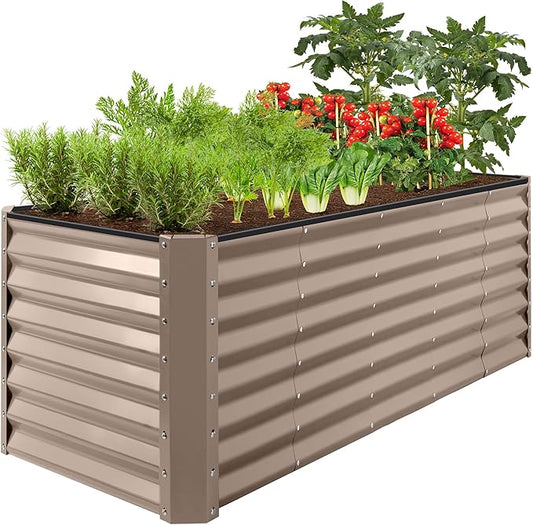 Best Choice Products 8x2x2ft Outdoor Metal Raised Garden Bed, Rectangular Deep Root Planter Box for Vegetables, Flowers, Herbs, and Succulents w/ 239 Gallon Capacity - Taupe BestChoiceProducts