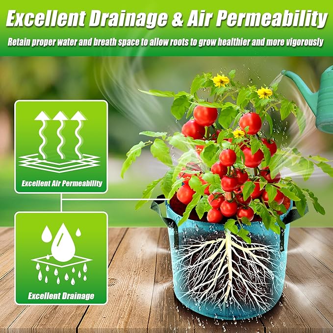 10 Gallon Grow Bags, 7 Pack Colorful Fabric Plant Pots with Handles for Garden and Outdoor Planting Sinimaka