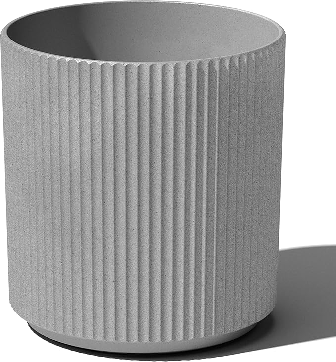 Veradek Mason Series Demi Planter - Large Round Planter for Indoor or Outdoor Patio/Balcony | Made from Plastic & Concrete with Drainage Holes | Modern Décor for Flowers, Trees, Tall Plants VeradekOutdoor