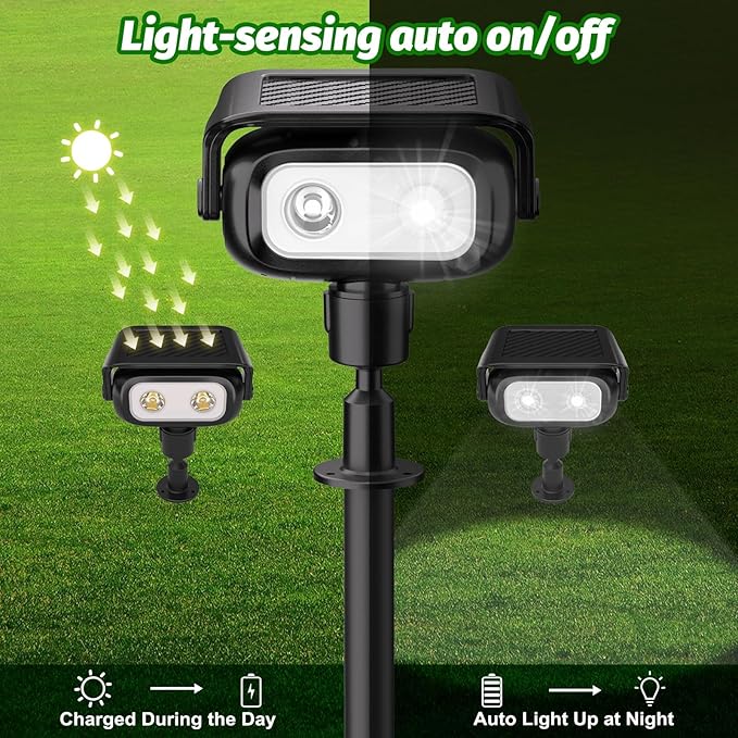 Nreonrick Solar Spot Lights 360° Adjustable Solar Lights Outdoor IP65 Waterproof with 2-in-1 Solar Powered Spotlights for Landscape Lighting for Garden, Yard, Pathway (Cool White, 2 Pack) Nreonrick