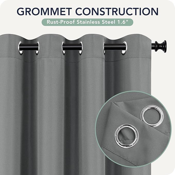 Gazebo Curtains Outdoor Waterproof 6 Panels - Windproof, Privacy, Weatherproof Outside Drapes for Patio Pergola Porch, Grommet Top and Tab Bottom Drape, 54x95 Inch, Grey RichSets