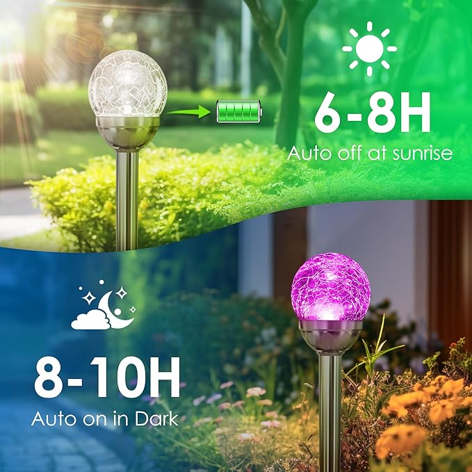 SOLPEX Solar Garden Lights Outdoor, 3 Pack Multi-Color Changing&White 2 Modes Solar Powered Glass Ball Garden Lights Waterproof for Patio Decoration Solpex
