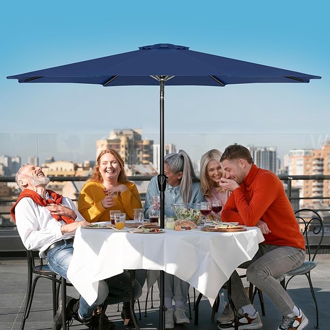 Simple Deluxe 9' Patio Umbrella Outdoor Table Market Yard Umbrella with Push Button Tilt/Crank SimpleDeluxe