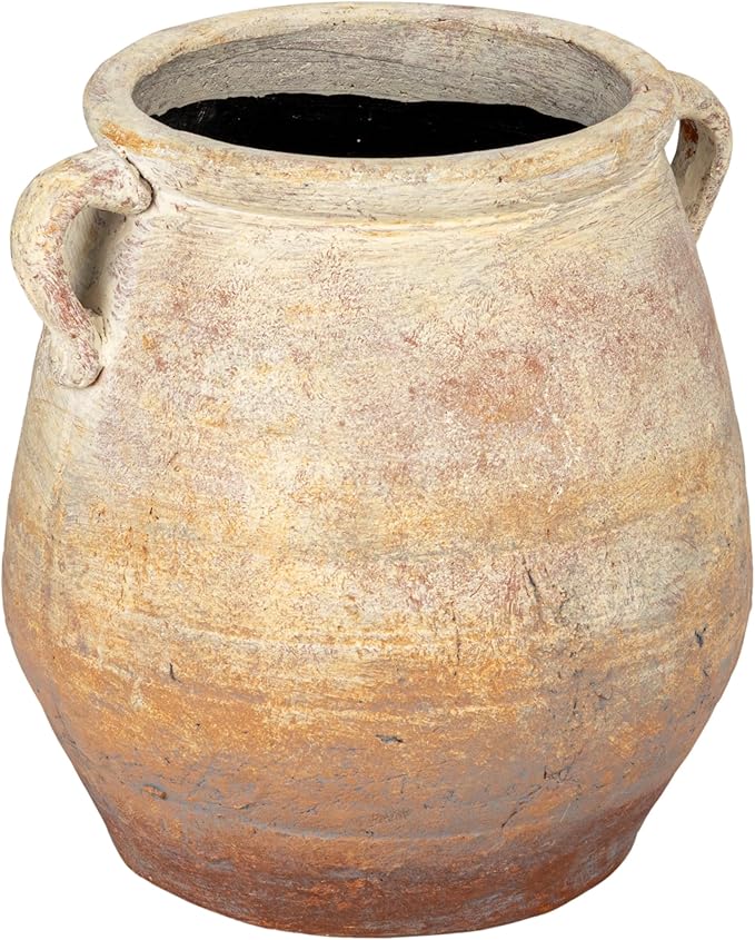 Creative Co-Op Whitewashed Terra-Cotta Urn, Beige CreativeCo-Op
