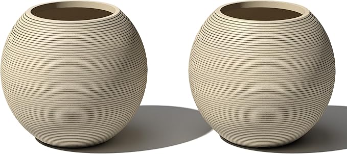 Veradek Strata Series Sphere Round Planter for Patio & Backyard | Durable Plastic-Stone Material | Modern Décor for Tall Trees and Plants VeradekOutdoor