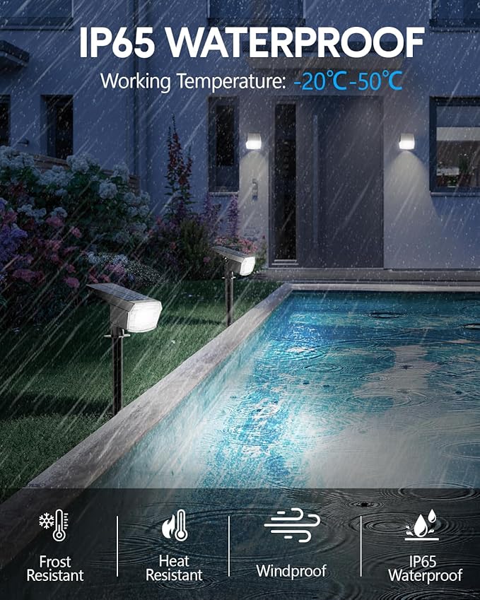 HIBOITEC Solar Spot Lights Outdoor 59LED Landscape Lights Solar Powered Uplights Waterproof Adjustable Brightness Dusk to Dawn for Outside Garden Yard Trees 8 Packs Cool White HIBOITEC