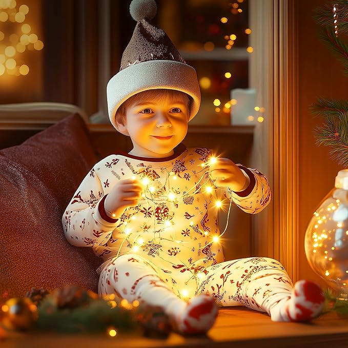 2Pack Fairy Lights Plug in, 33Ft 100 LEDs Waterproof Silver Wire Firefly Lights, Adaptor Included, Starry String Lights for Wedding Indoor Outdoor Christmas Patio Garden Decoration, Warm White Minetom