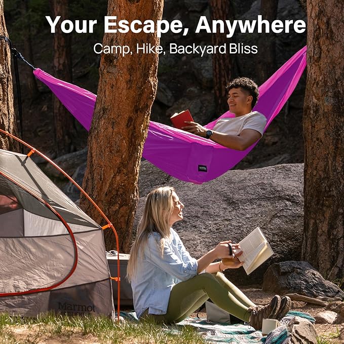 Kootek Camping Hammock, Portable Hammocks with Tree Straps & Attached Carry Bag, Camping Essentials Gear, Perfect for Outside Indoor Hiking Beach Backpack Travel Kootek